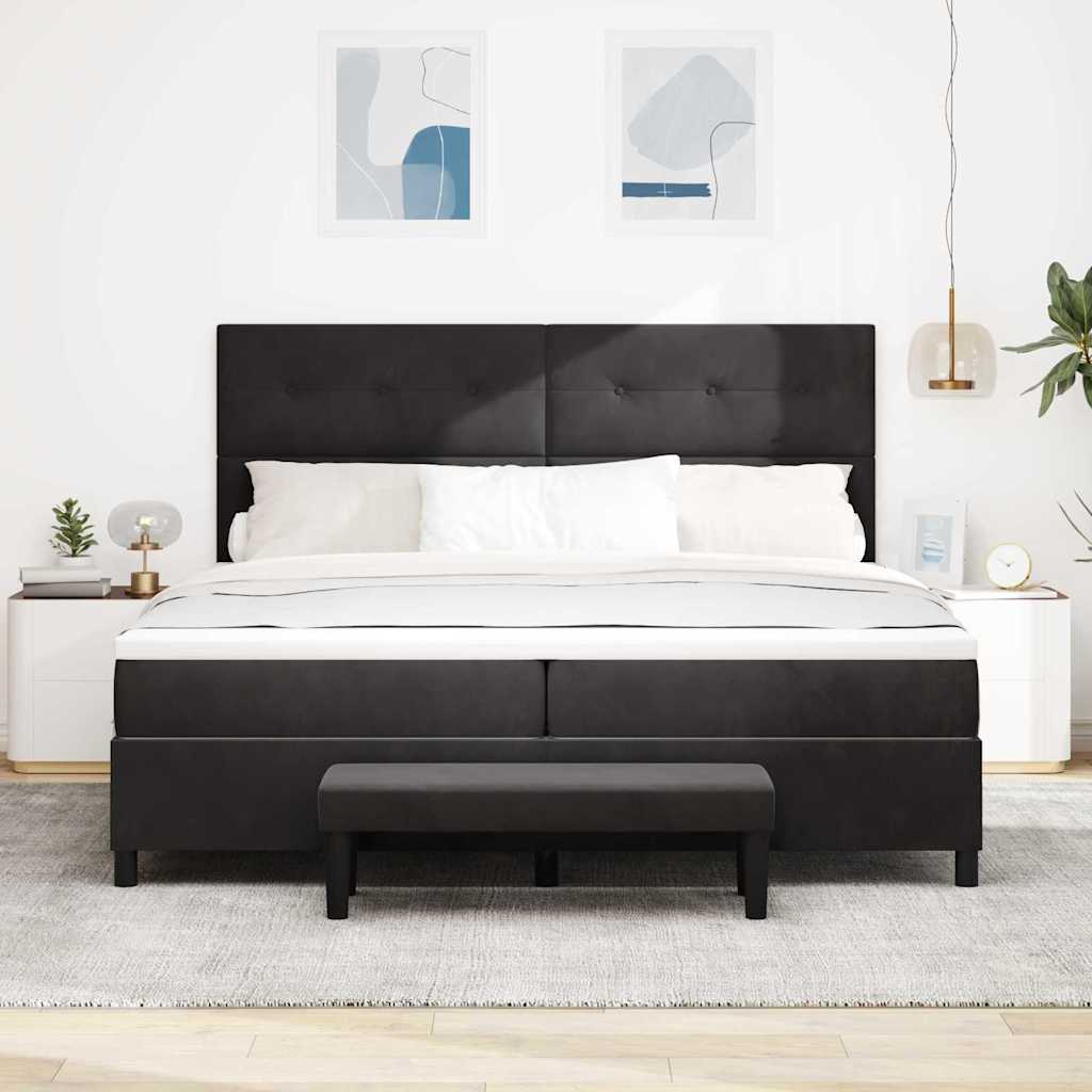 Boxspring bed met hoofdeinde Zwart 200 x 200 cm Fluweel – afbeelding 3