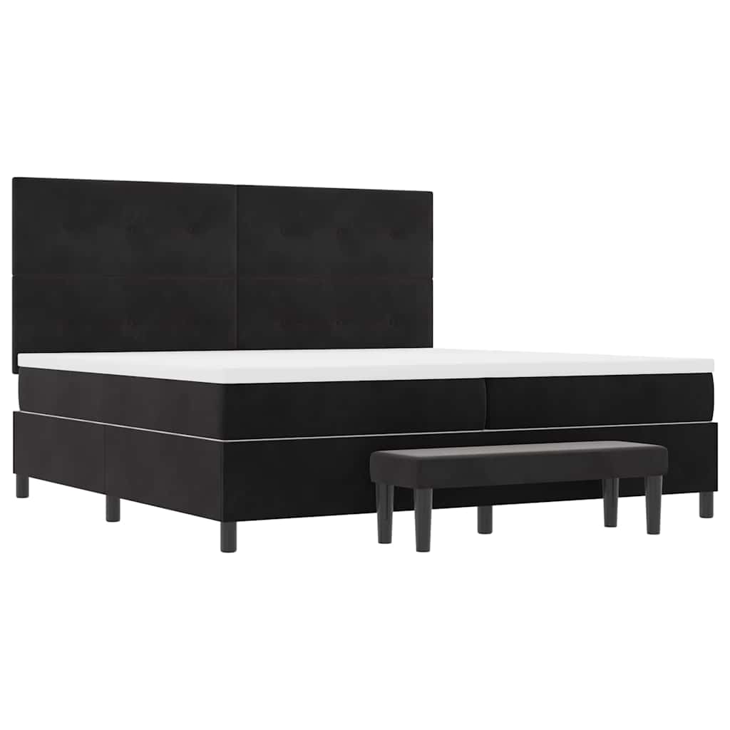 Boxspring bed met hoofdeinde Zwart 200 x 200 cm Fluweel – afbeelding 7