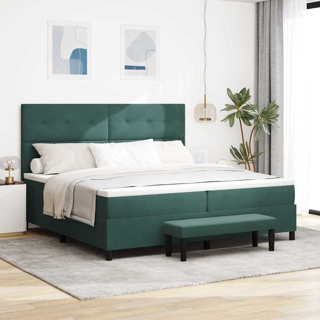 Boxspring bed met hoofdeinde Donkergroen 200 x 200 cm Fluweel – afbeelding 1