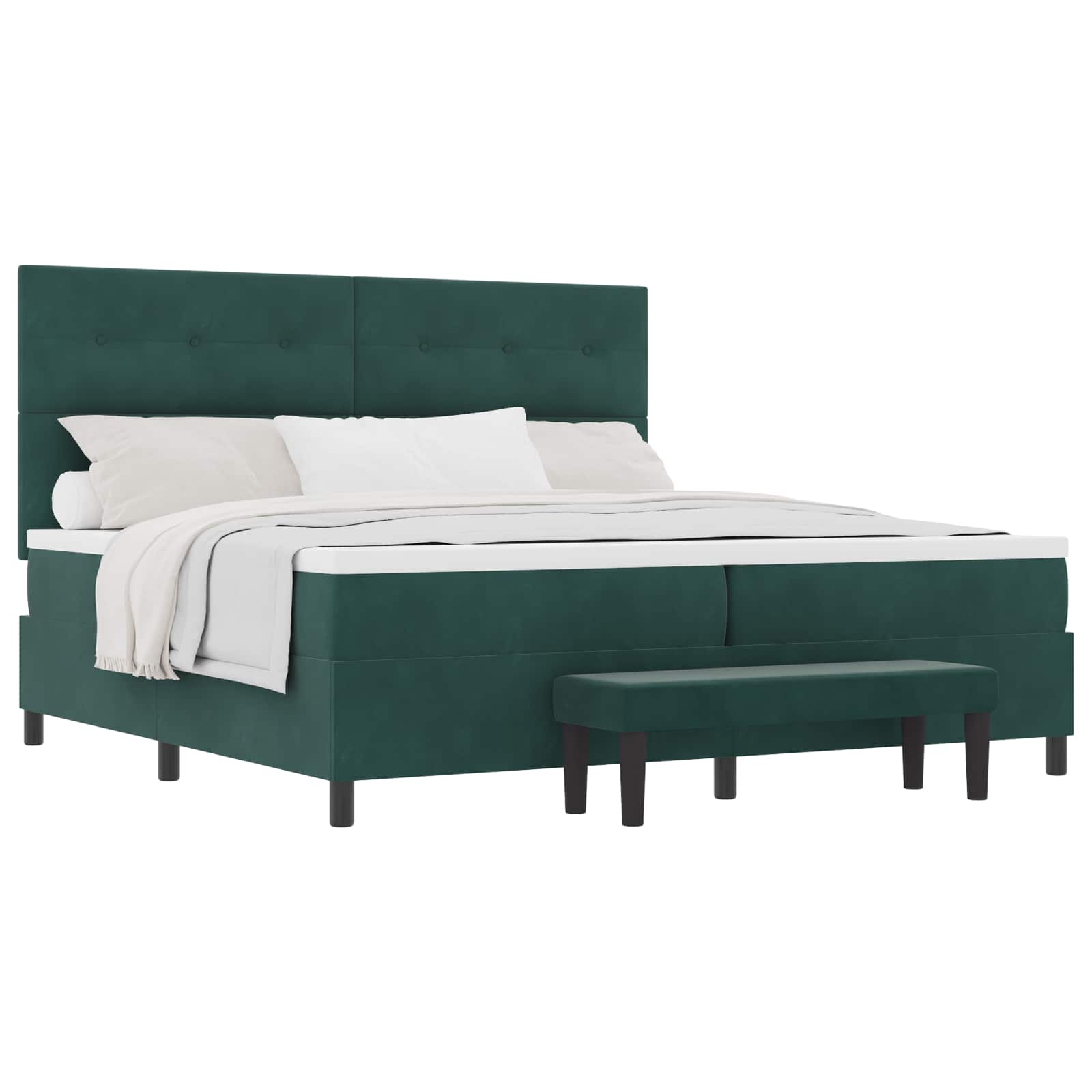 Boxspring bed met hoofdeinde Donkergroen 200 x 200 cm Fluweel – afbeelding 2