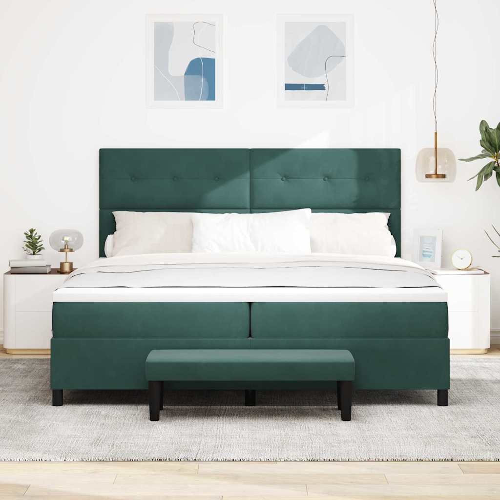 Boxspring bed met hoofdeinde Donkergroen 200 x 200 cm Fluweel – afbeelding 3