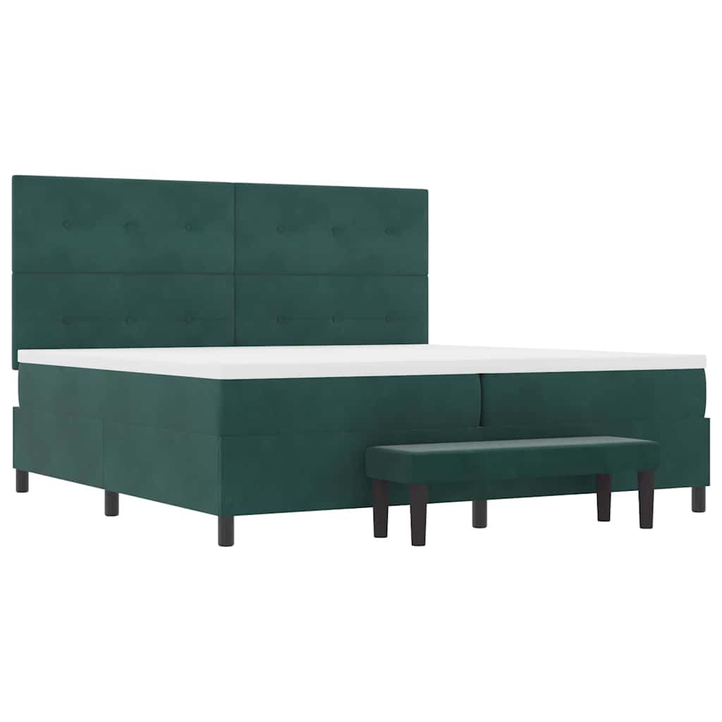 Boxspring bed met hoofdeinde Donkergroen 200 x 200 cm Fluweel – afbeelding 7