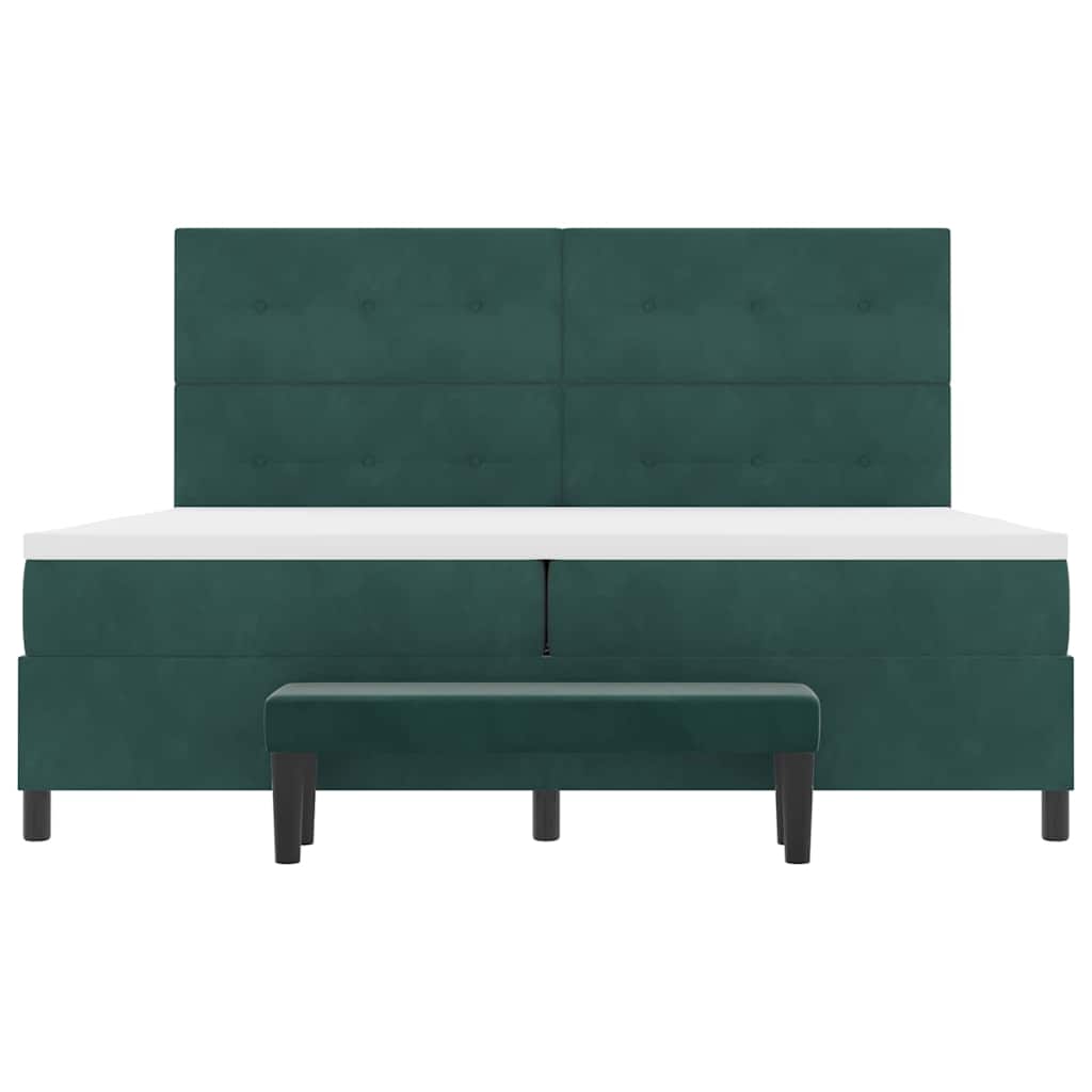Boxspring bed met hoofdeinde Donkergroen 200 x 200 cm Fluweel – afbeelding 8