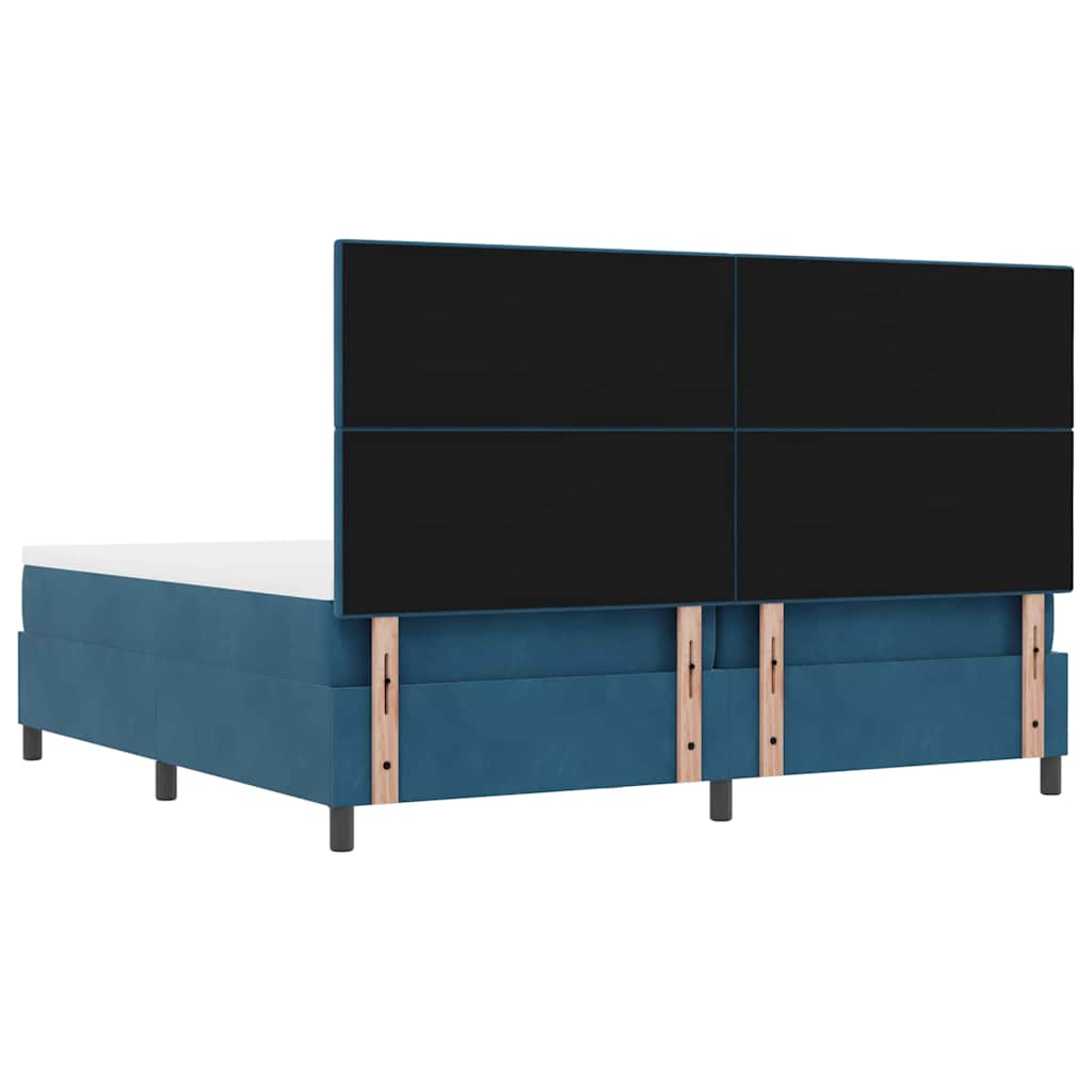 Boxspring bed met hoofdeinde Donkerblauw 200 x 200 cm Fluweel – afbeelding 10