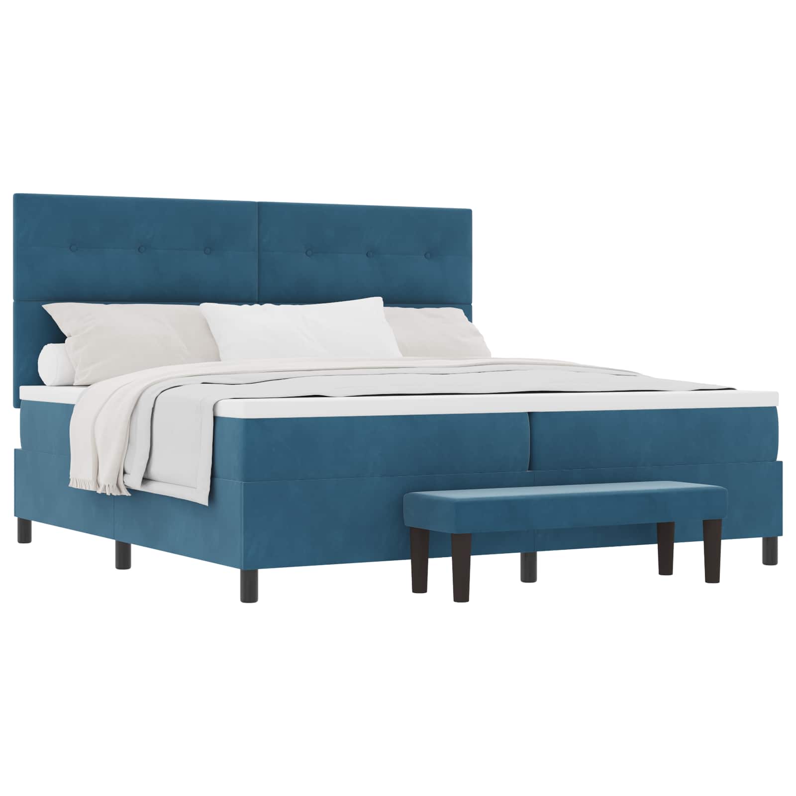 Boxspring bed met hoofdeinde Donkerblauw 200 x 200 cm Fluweel – afbeelding 2