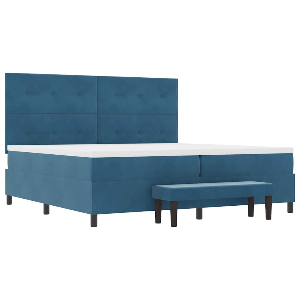 Boxspring bed met hoofdeinde Donkerblauw 200 x 200 cm Fluweel – afbeelding 7