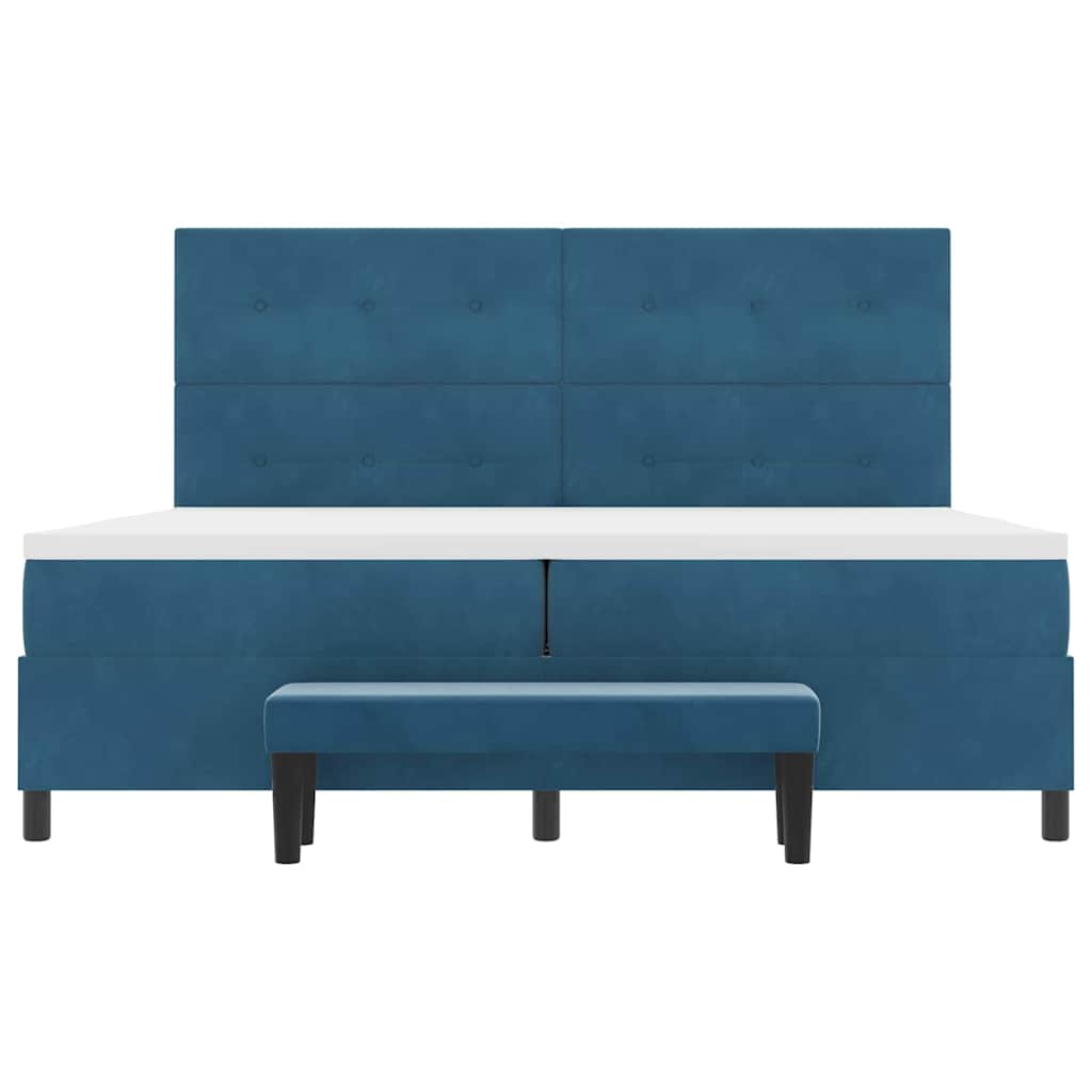 Boxspring bed met hoofdeinde Donkerblauw 200 x 200 cm Fluweel – afbeelding 8