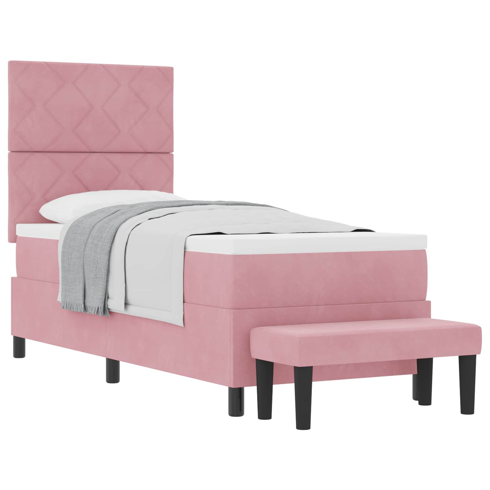 Boxspring bed met hoofdeinde Roze 200 x 80 cm Fluweel – afbeelding 2