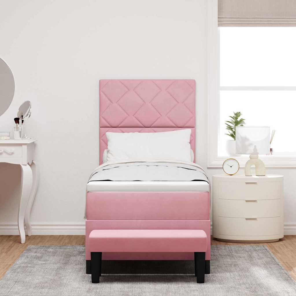 Boxspring bed met hoofdeinde Roze 200 x 80 cm Fluweel – afbeelding 3