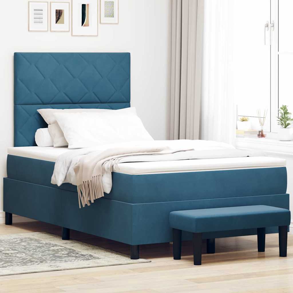Boxspring bed met hoofdeinde Donkerblauw 190 x 120 cm Fluweel – afbeelding 1