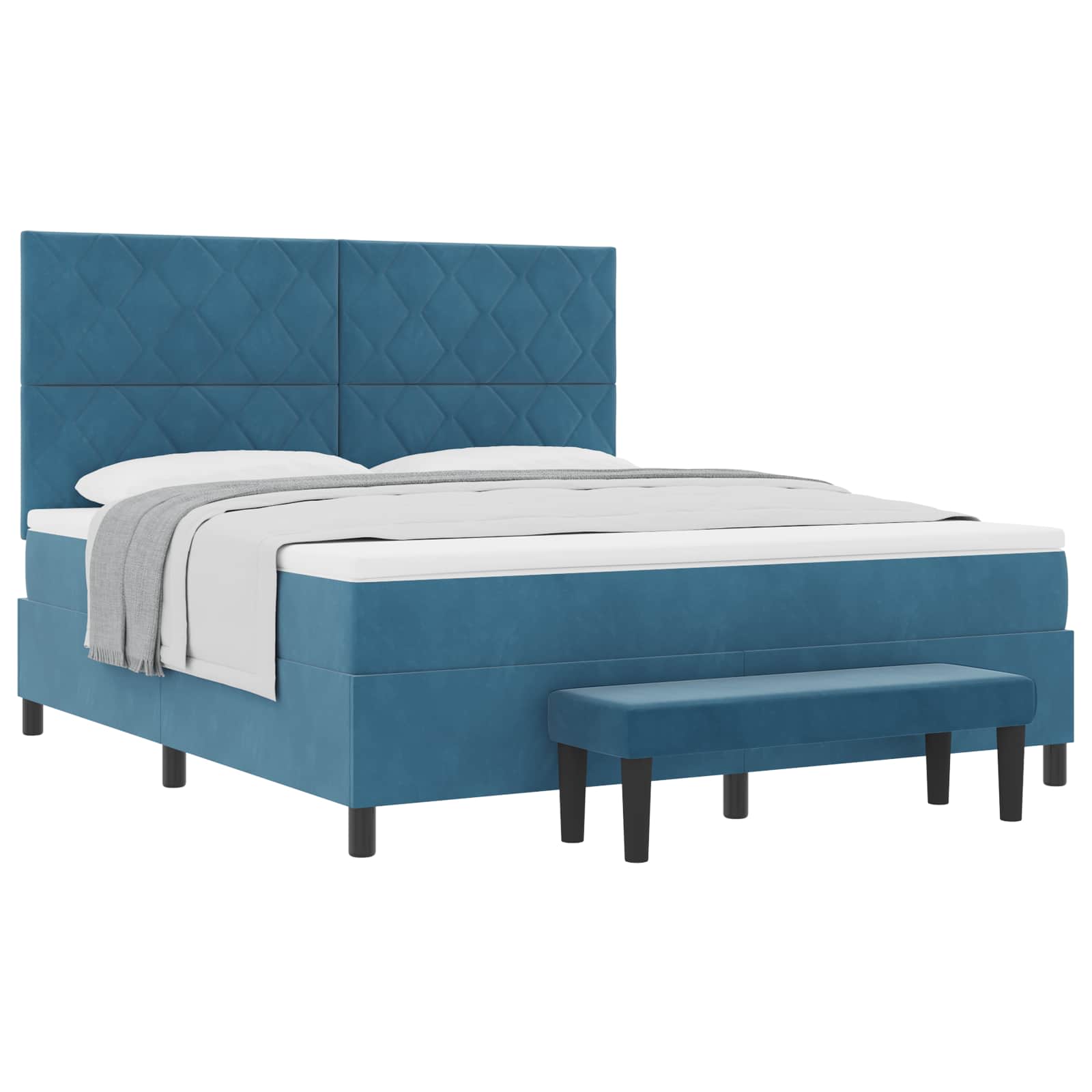 Boxspring bed met hoofdeinde Donkerblauw 200 x 180 cm Fluweel – afbeelding 2
