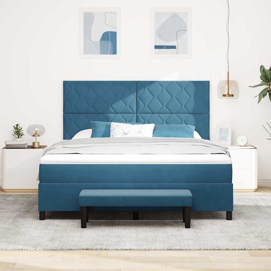Boxspring bed met hoofdeinde Donkerblauw 200 x 180 cm Fluweel – afbeelding 3