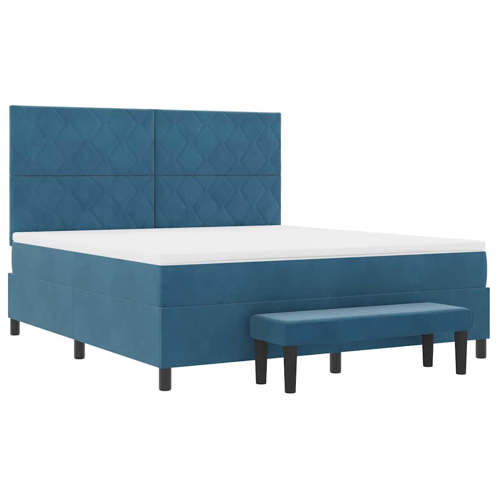 Boxspring bed met hoofdeinde Donkerblauw 200 x 180 cm Fluweel – afbeelding 7
