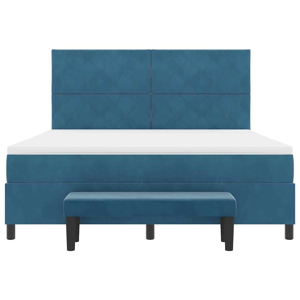 Boxspring bed met hoofdeinde Donkerblauw 200 x 180 cm Fluweel – afbeelding 8