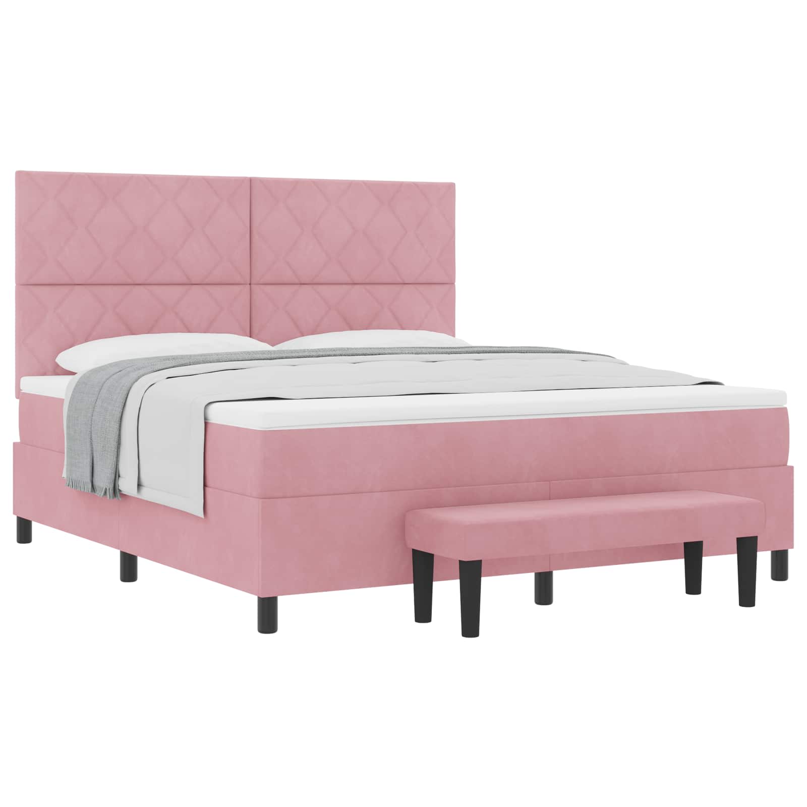 Boxspring bed met hoofdeinde Roze 200 x 180 cm Fluweel – afbeelding 2