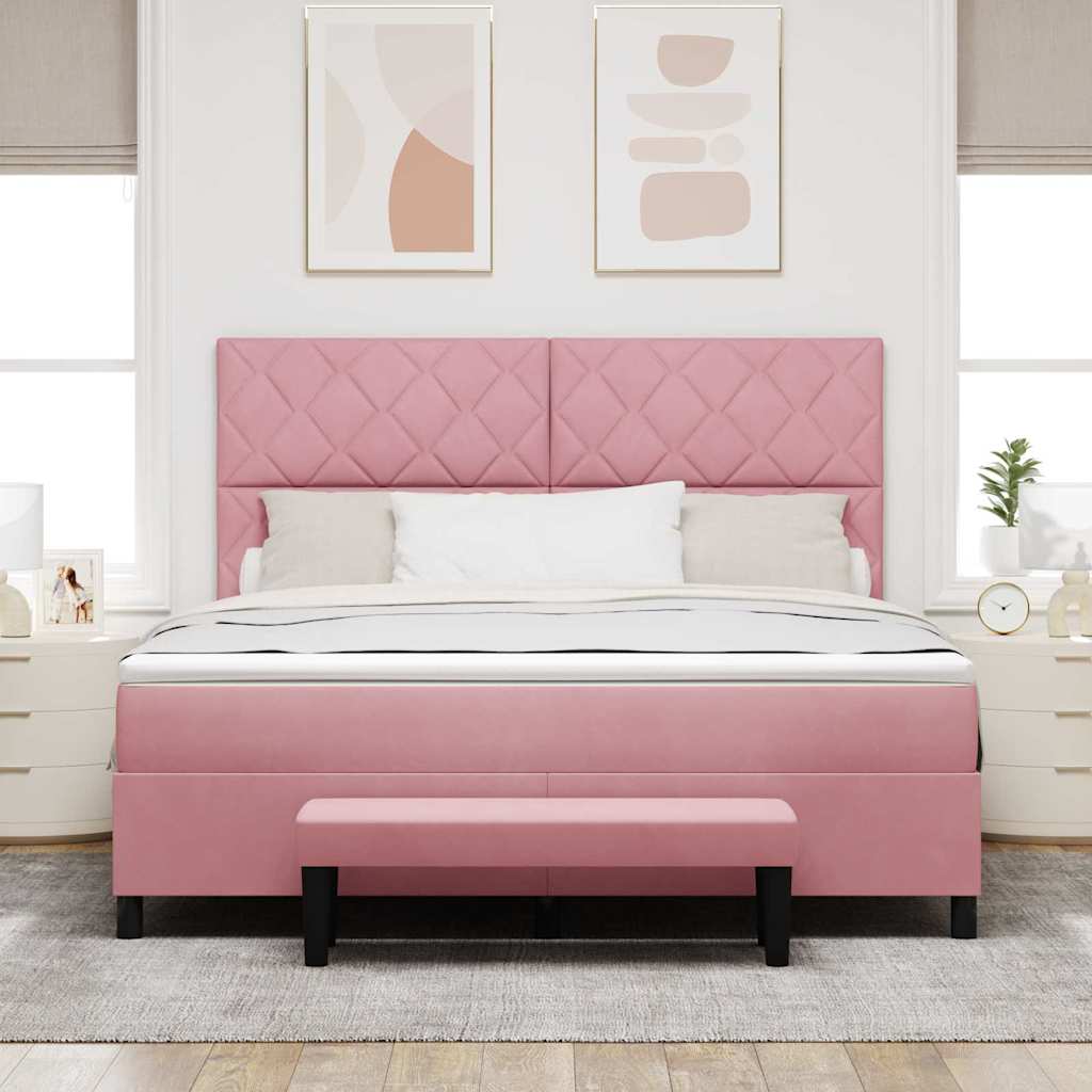 Boxspring bed met hoofdeinde Roze 200 x 180 cm Fluweel – afbeelding 3