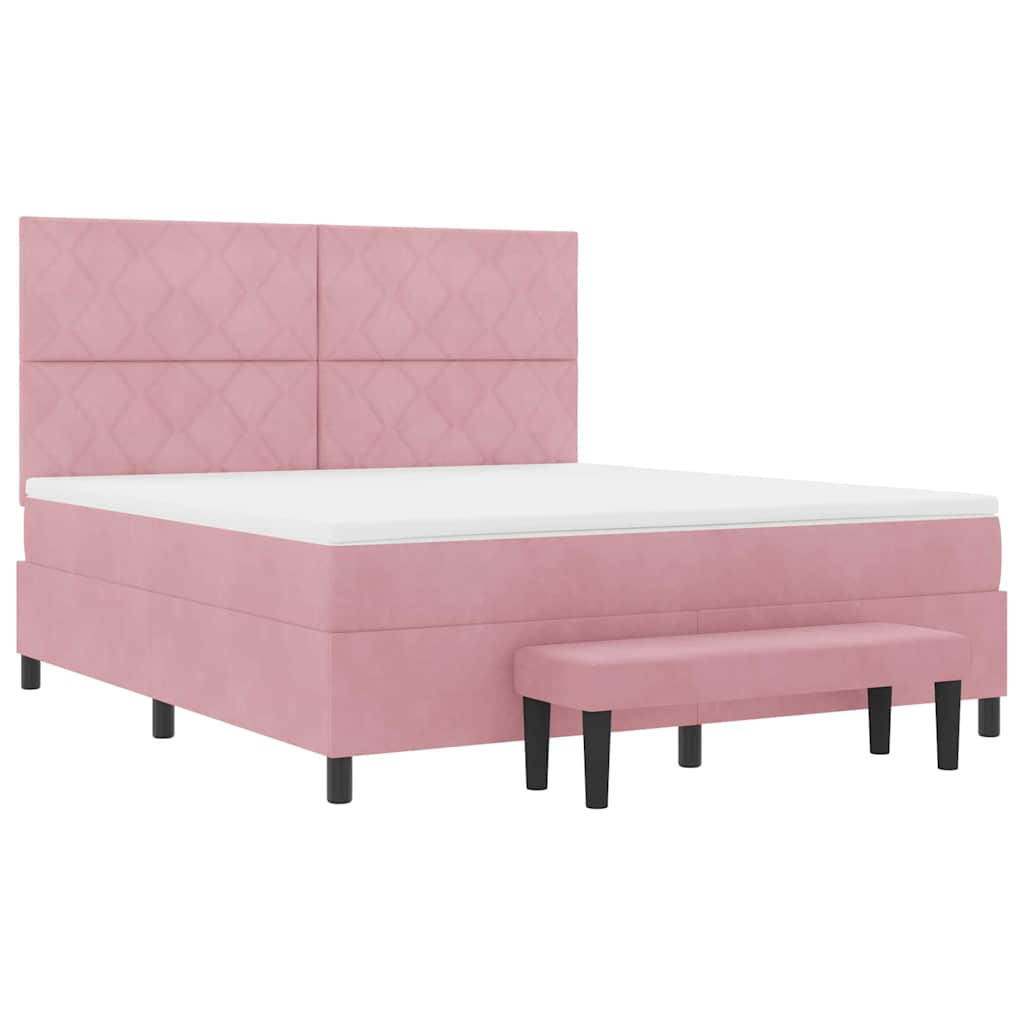 Boxspring bed met hoofdeinde Roze 200 x 180 cm Fluweel – afbeelding 7