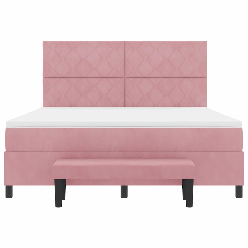 Boxspring bed met hoofdeinde Roze 200 x 180 cm Fluweel – afbeelding 8