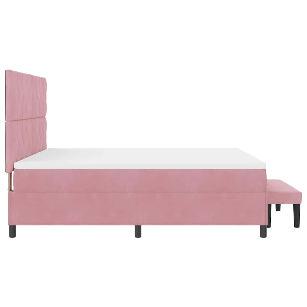 Boxspring bed met hoofdeinde Roze 200 x 180 cm Fluweel – afbeelding 9