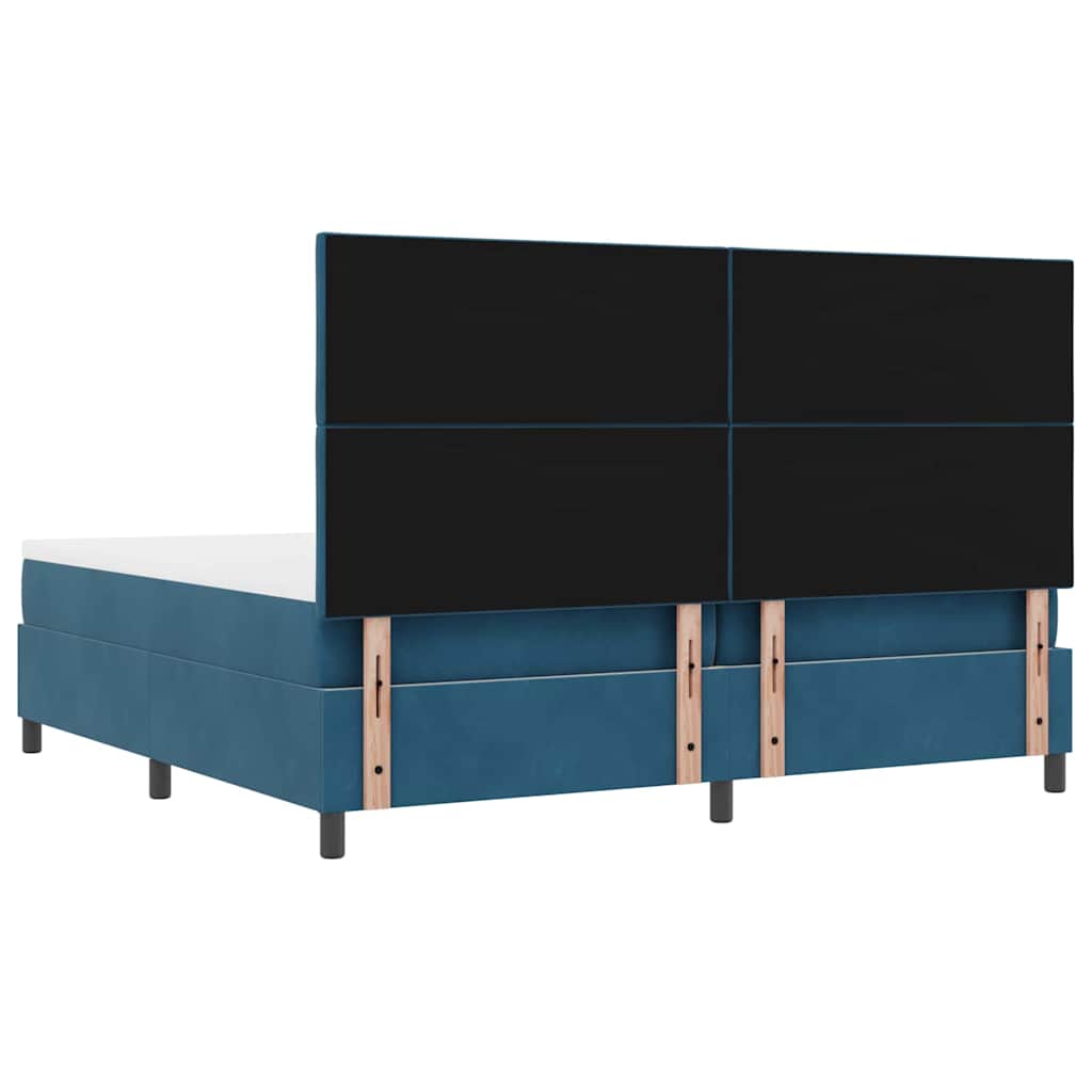 Boxspring bed met hoofdeinde Donkerblauw 200 x 200 cm Fluweel – afbeelding 10