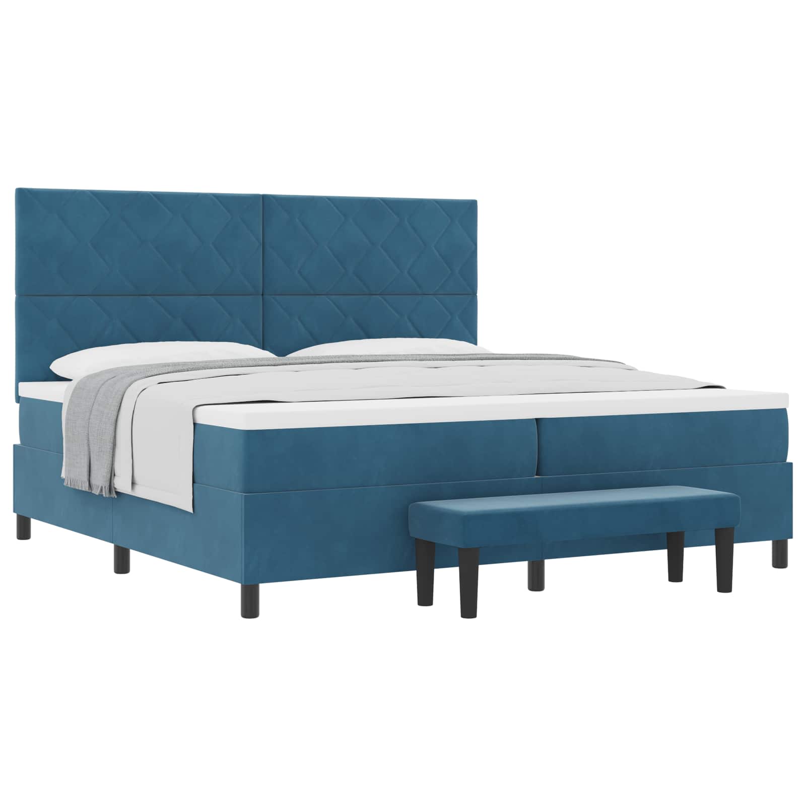 Boxspring bed met hoofdeinde Donkerblauw 200 x 200 cm Fluweel – afbeelding 2
