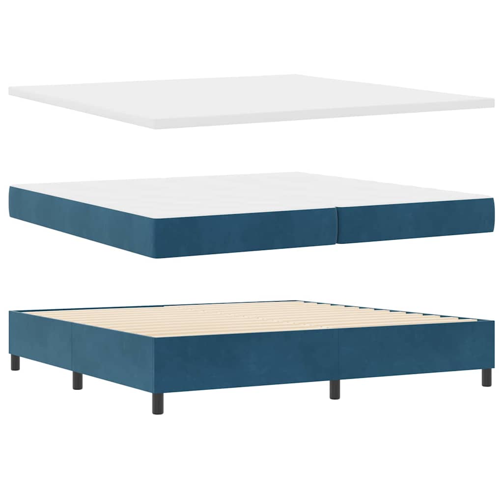 Boxspring bed met hoofdeinde Donkerblauw 200 x 200 cm Fluweel – afbeelding 4