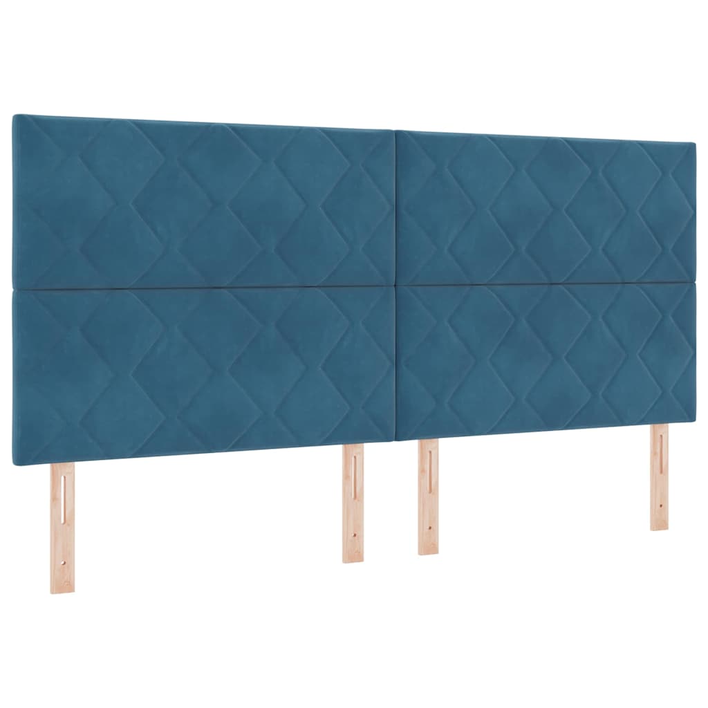 Boxspring bed met hoofdeinde Donkerblauw 200 x 200 cm Fluweel – afbeelding 6