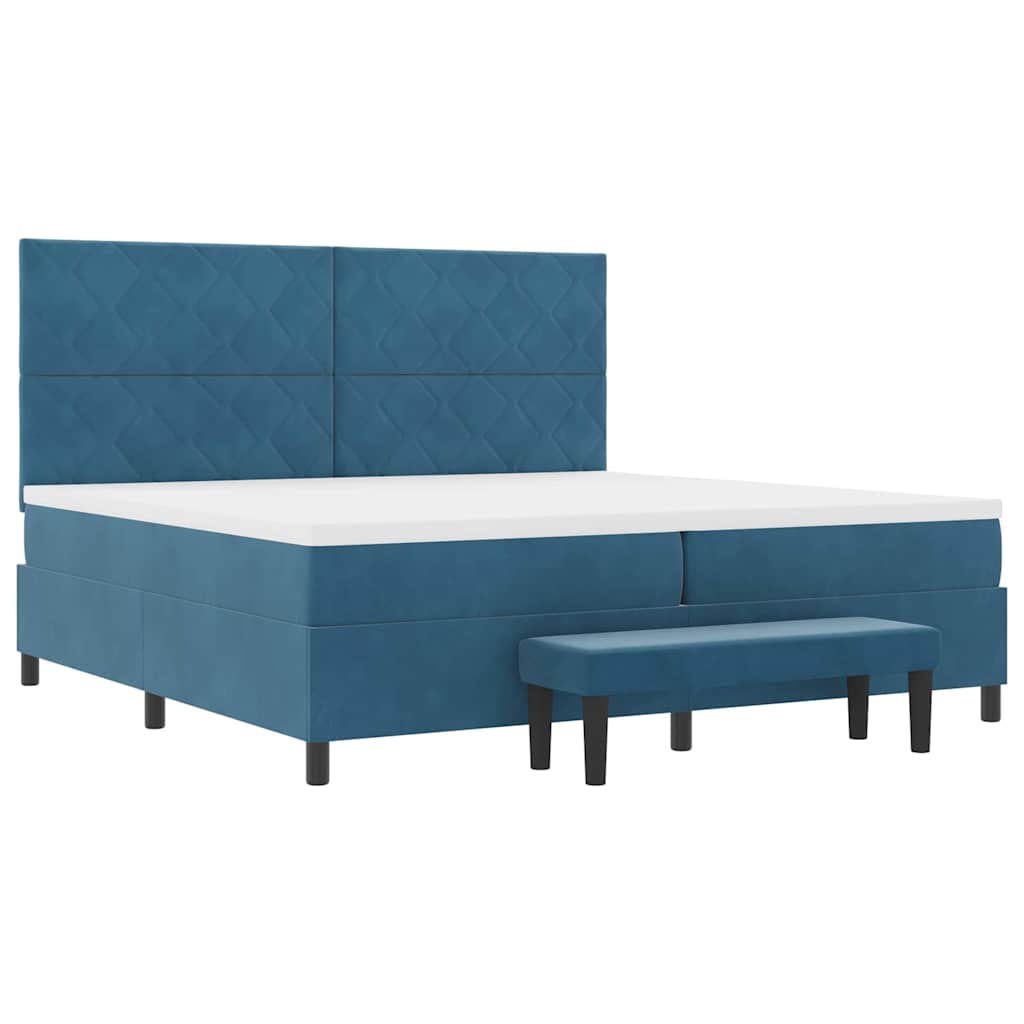 Boxspring bed met hoofdeinde Donkerblauw 200 x 200 cm Fluweel – afbeelding 7