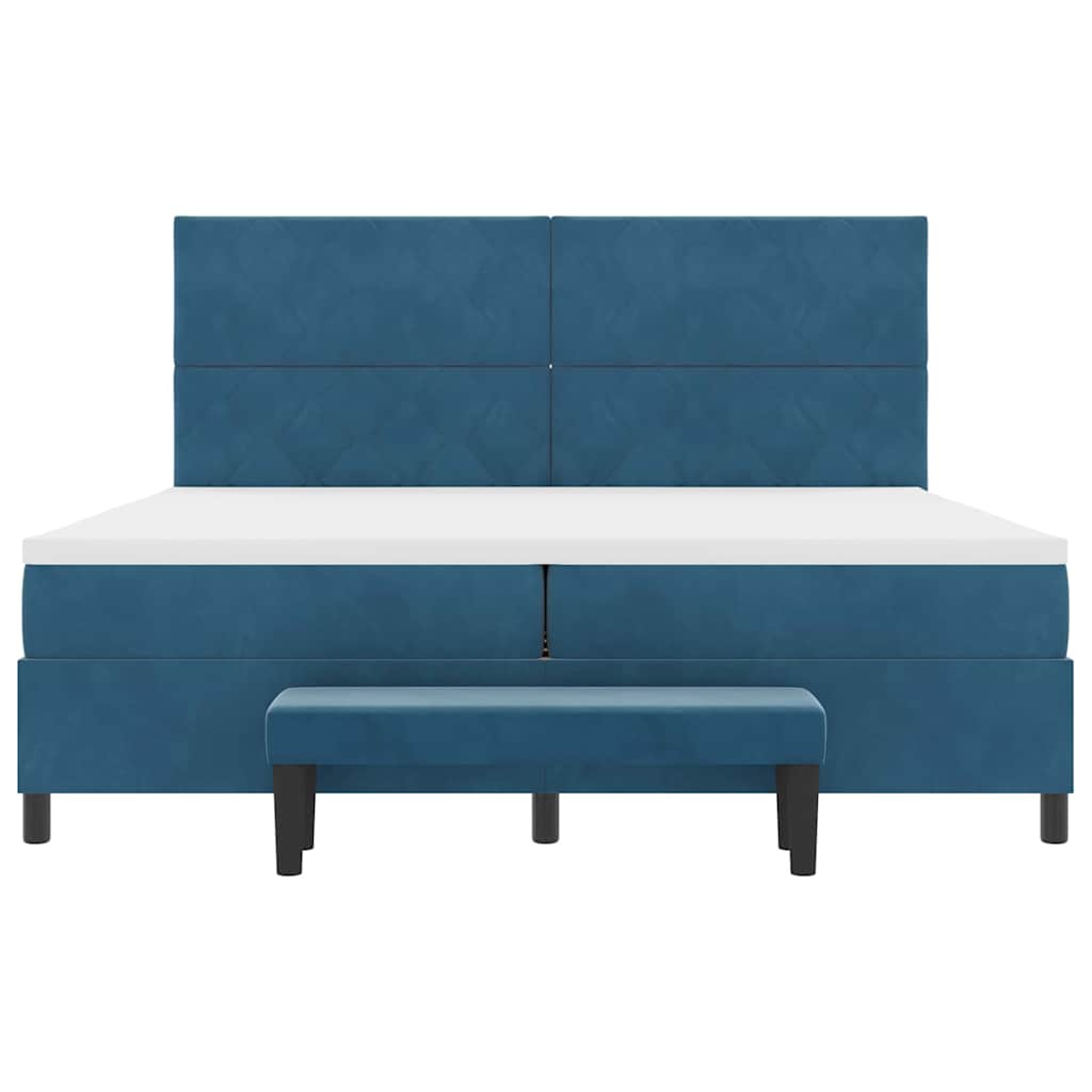 Boxspring bed met hoofdeinde Donkerblauw 200 x 200 cm Fluweel – afbeelding 8