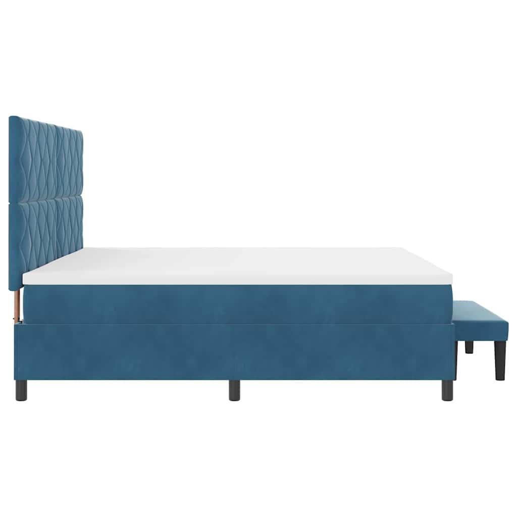 Boxspring bed met hoofdeinde Donkerblauw 200 x 200 cm Fluweel – afbeelding 9