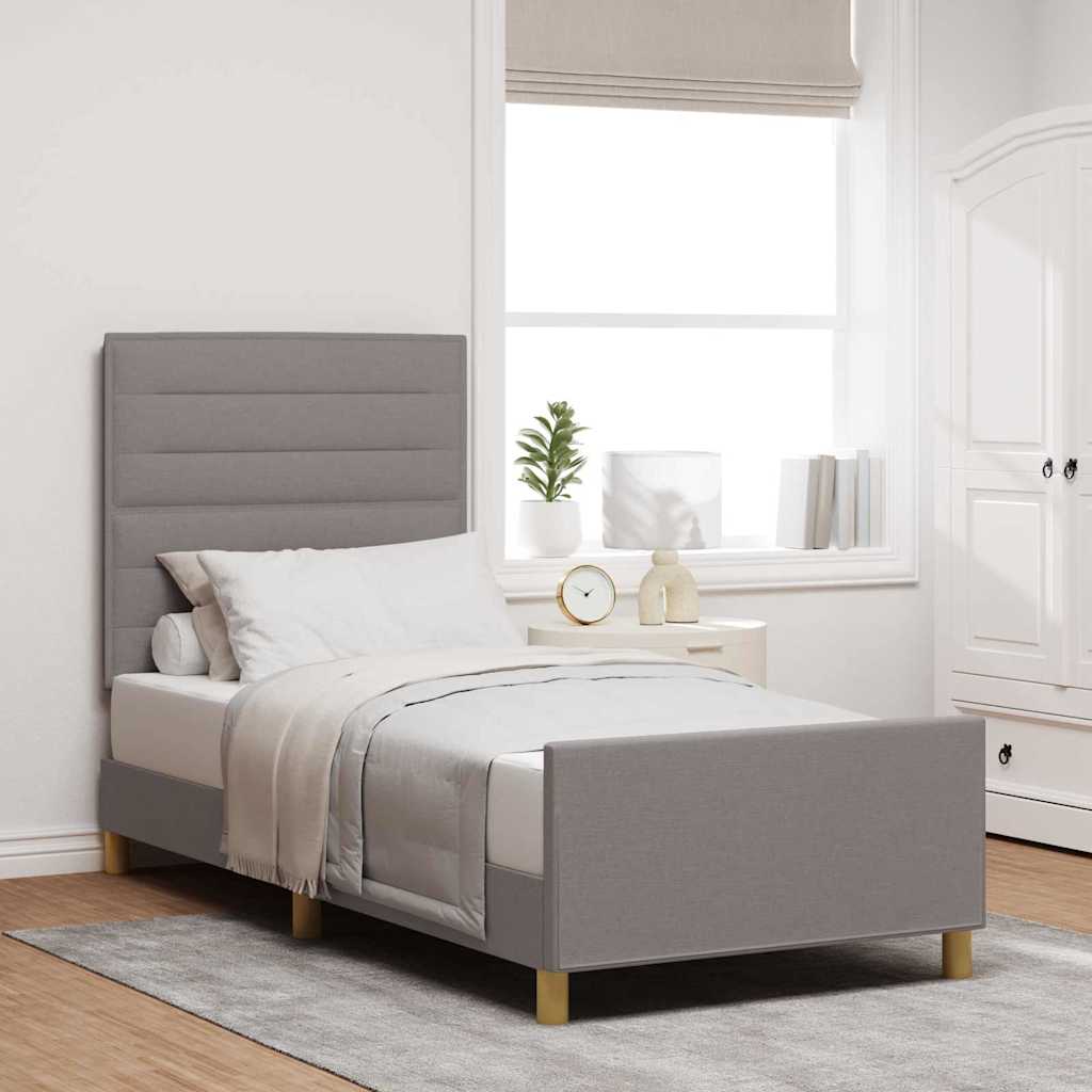 Bedframe met hoofdeinde Taupe 90 x 190 cm Stof – afbeelding 1
