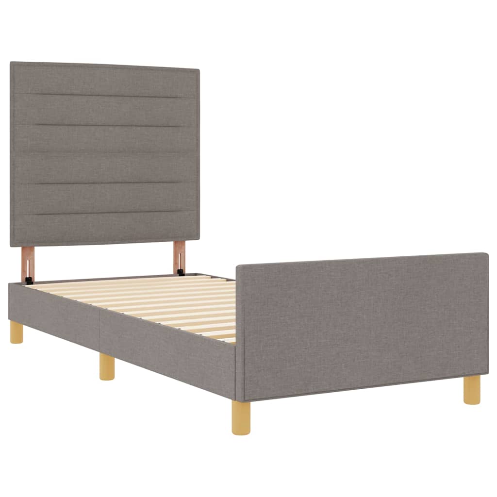 Bedframe met hoofdeinde Taupe 90 x 190 cm Stof – afbeelding 4