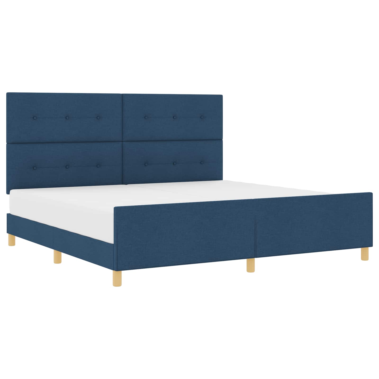 Bedframe met hoofdeinde Blauw 200 x 200 cm Stof – afbeelding 2