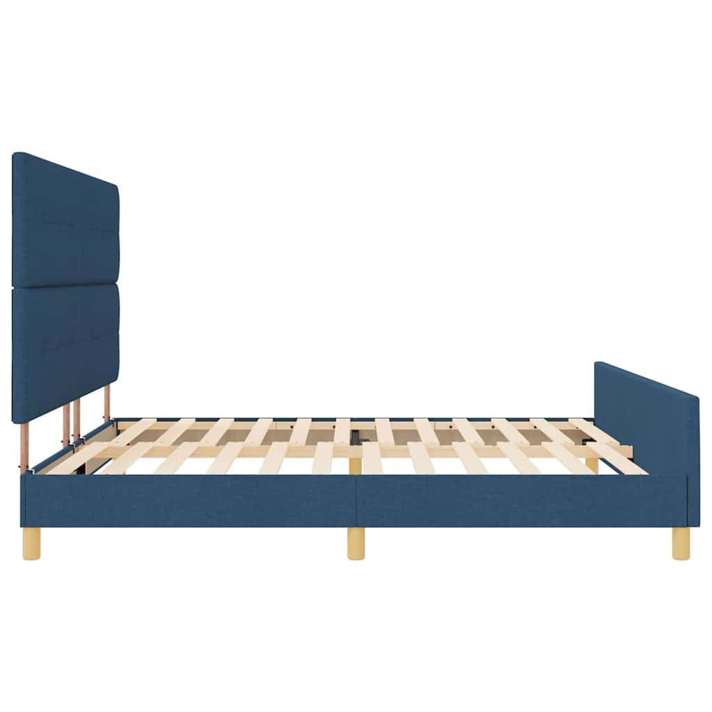 Bedframe met hoofdeinde Blauw 200 x 200 cm Stof – afbeelding 5