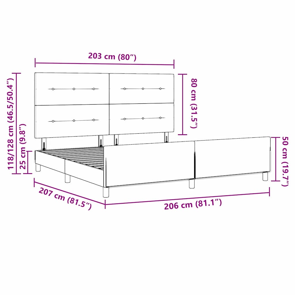 Bedframe met hoofdeinde Blauw 200 x 200 cm Stof – afbeelding 9