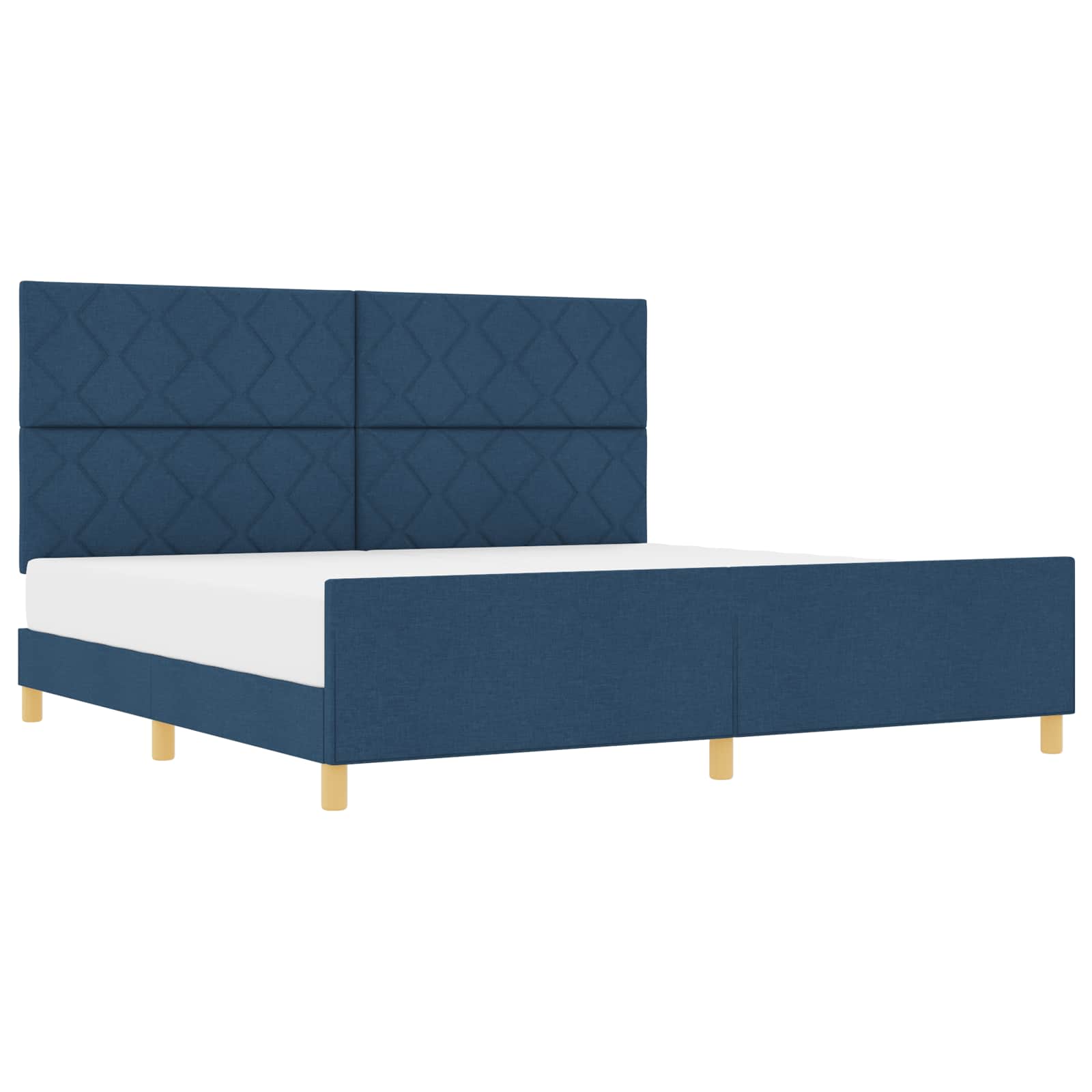 Bedframe met hoofdeinde Blauw 200 x 200 cm Stof – afbeelding 2