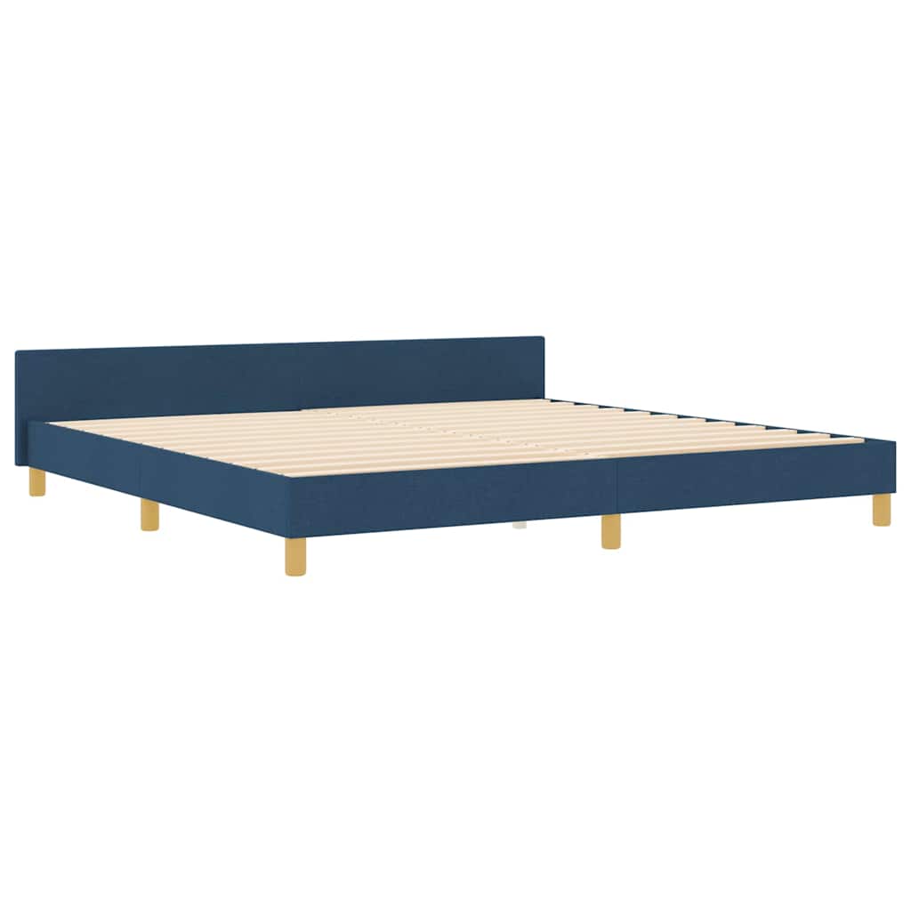 Bedframe met hoofdeinde Blauw 200 x 200 cm Stof – afbeelding 4