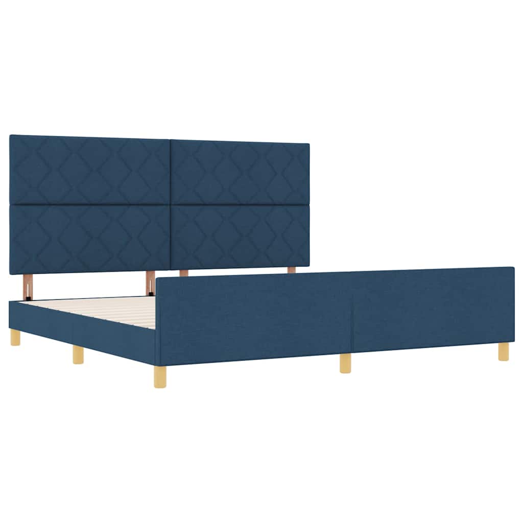 Bedframe met hoofdeinde Blauw 200 x 200 cm Stof – afbeelding 5