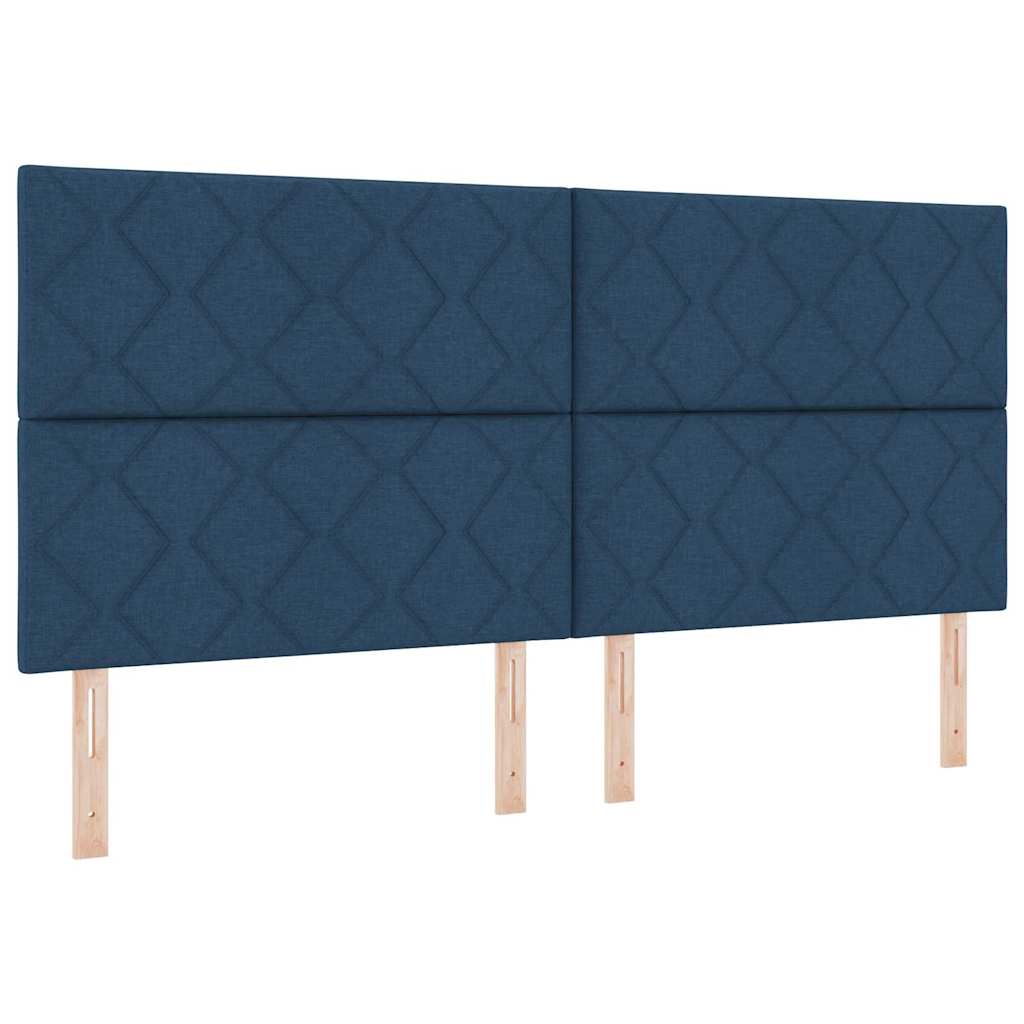 Bedframe met hoofdeinde Blauw 200 x 200 cm Stof – afbeelding 6