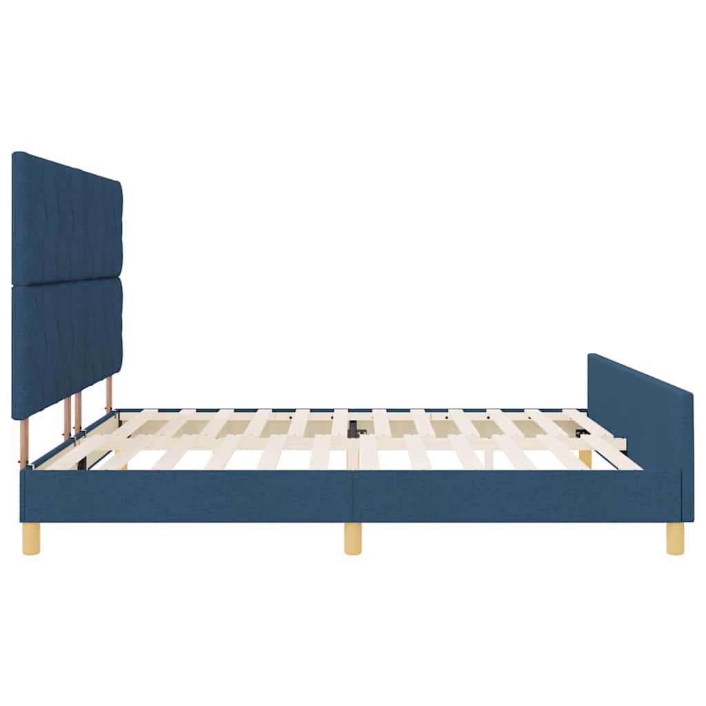 Bedframe met hoofdeinde Blauw 200 x 200 cm Stof – afbeelding 8
