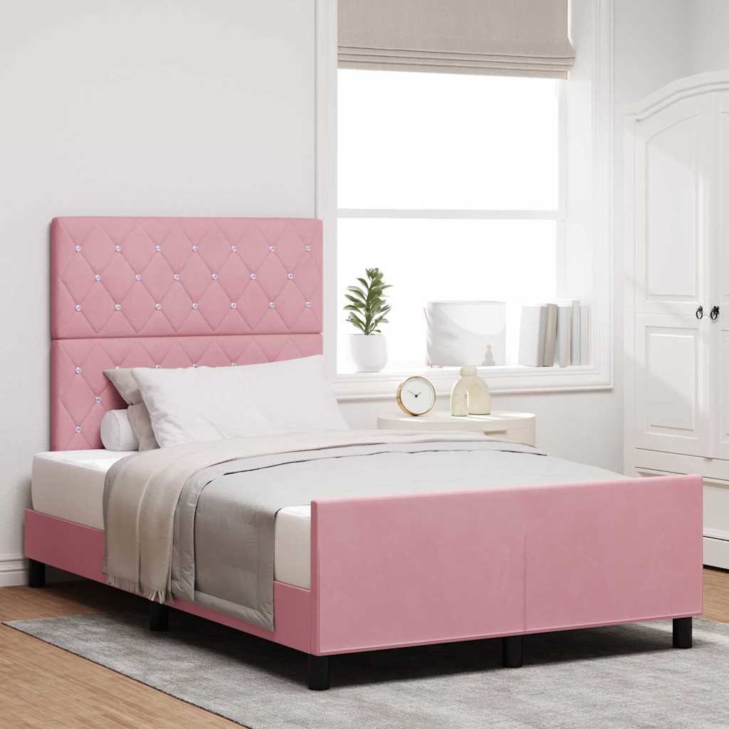 Boxspringbed met hoofdeinde Roze 120 x 200 cm Fluweel – afbeelding 1