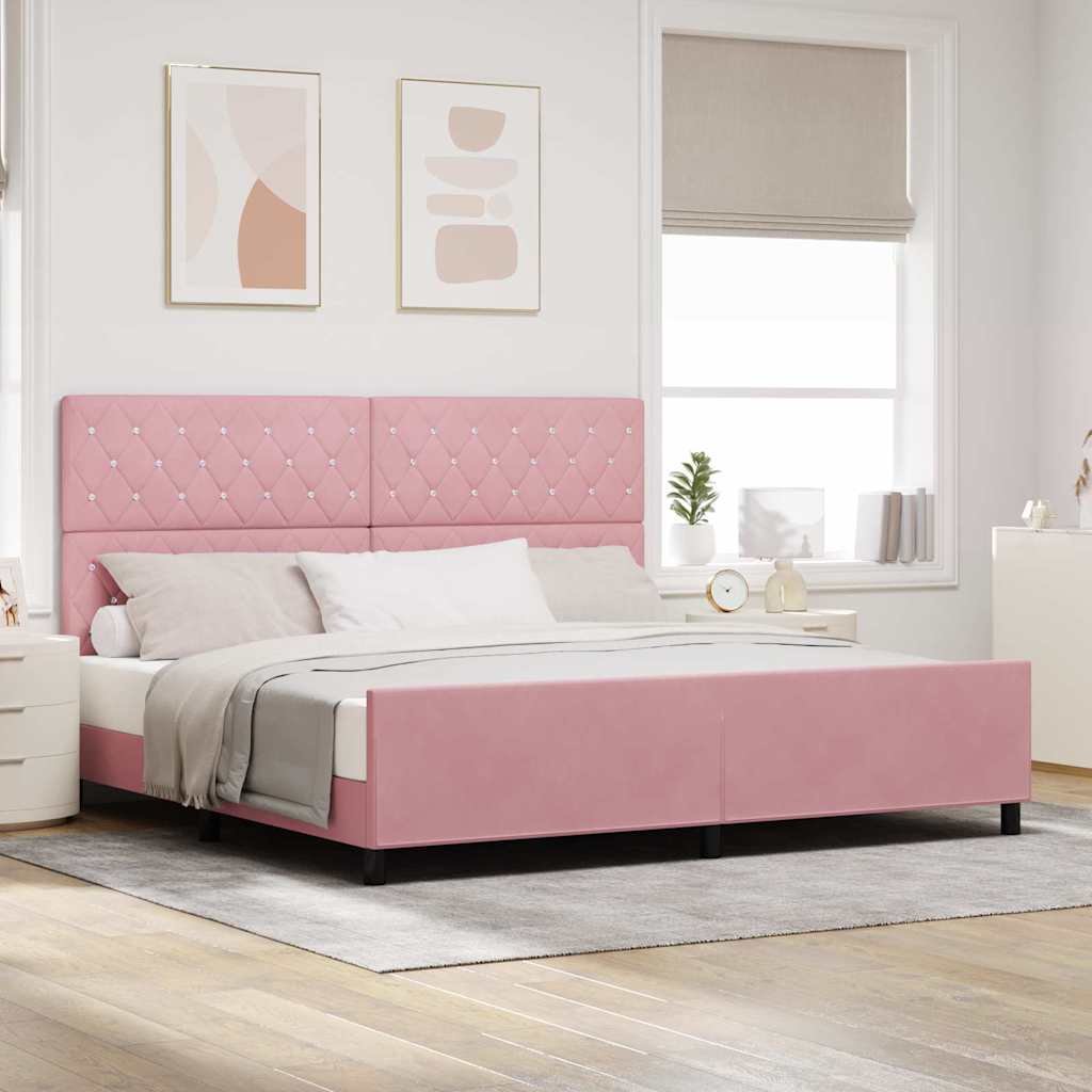 Boxspringbed met hoofdeinde Roze 200 x 200 cm Fluweel – afbeelding 1