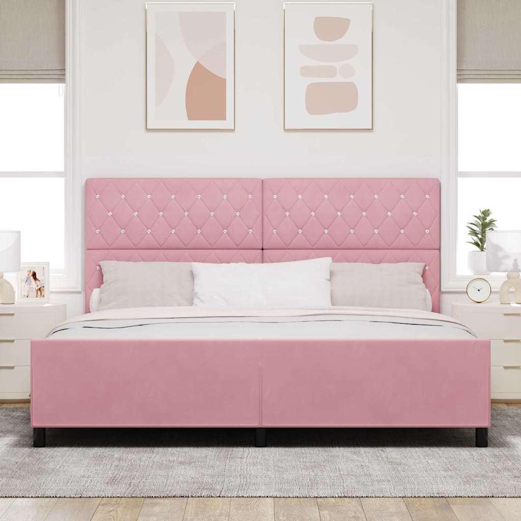Boxspringbed met hoofdeinde Roze 200 x 200 cm Fluweel – afbeelding 3