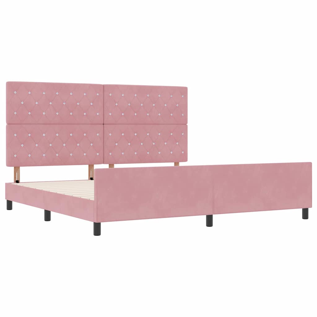 Boxspringbed met hoofdeinde Roze 200 x 200 cm Fluweel – afbeelding 5
