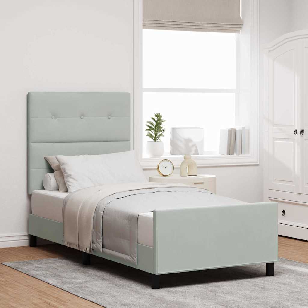 Boxspringbed met hoofdeinde Lichtgrijs 80 x 200 cm Fluweel – afbeelding 1