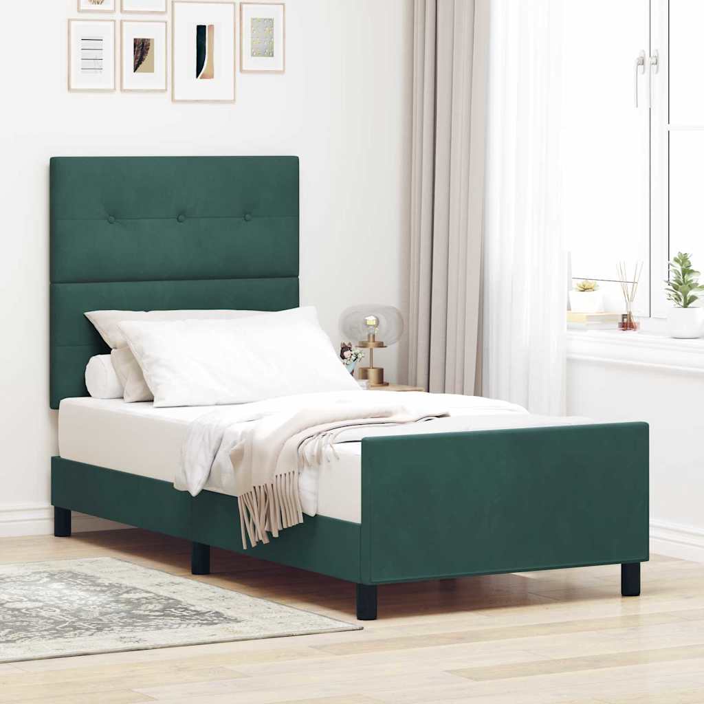 Boxspringbed met hoofdeinde Donkergroen 90 x 190 cm Fluweel – afbeelding 1