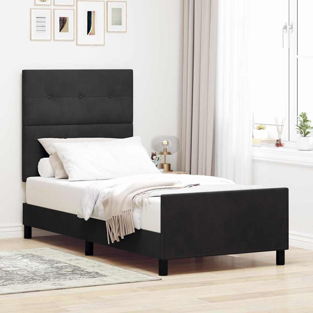 Boxspringbed met hoofdeinde Zwart 90 x 200 cm Fluweel – afbeelding 1