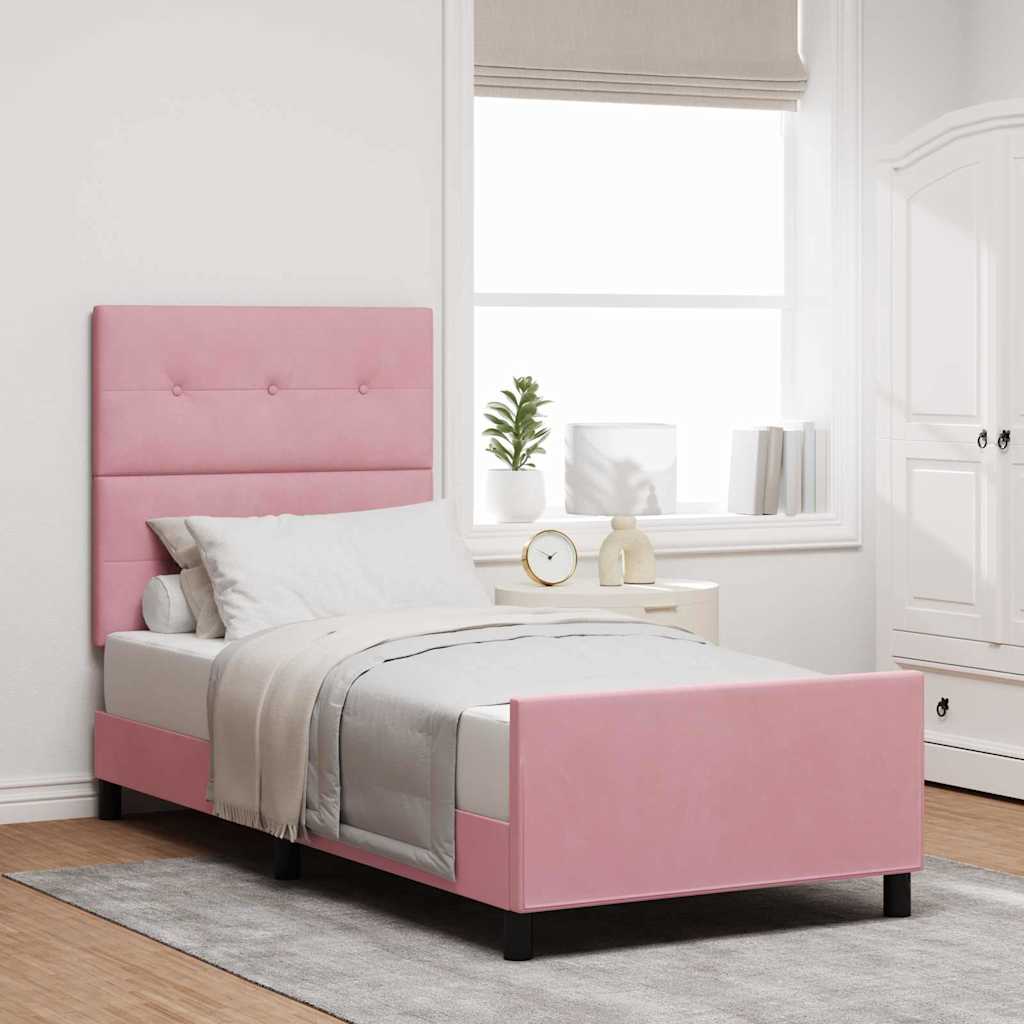 Boxspringbed met hoofdeinde Roze 90 x 200 cm Fluweel – afbeelding 1