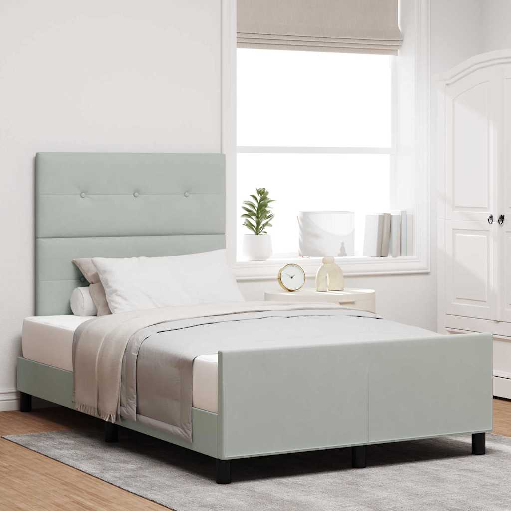 Boxspringbed met hoofdeinde Lichtgrijs 120 x 200 cm Fluweel – afbeelding 1