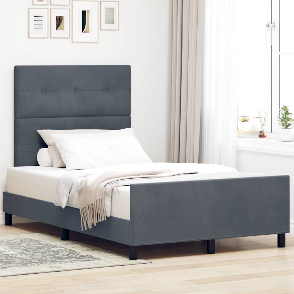 Boxspringbed met hoofdeinde Donkergrijs 120 x 200 cm Fluweel – afbeelding 1